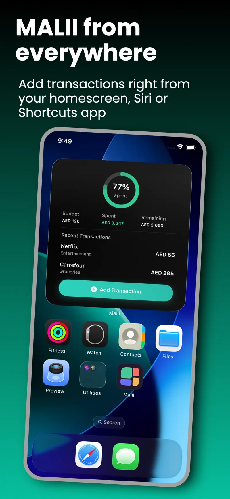ويدجت Malii يتحدّث بعد ما أتمتة الاختصارات سجّلت دفعة Apple Pay